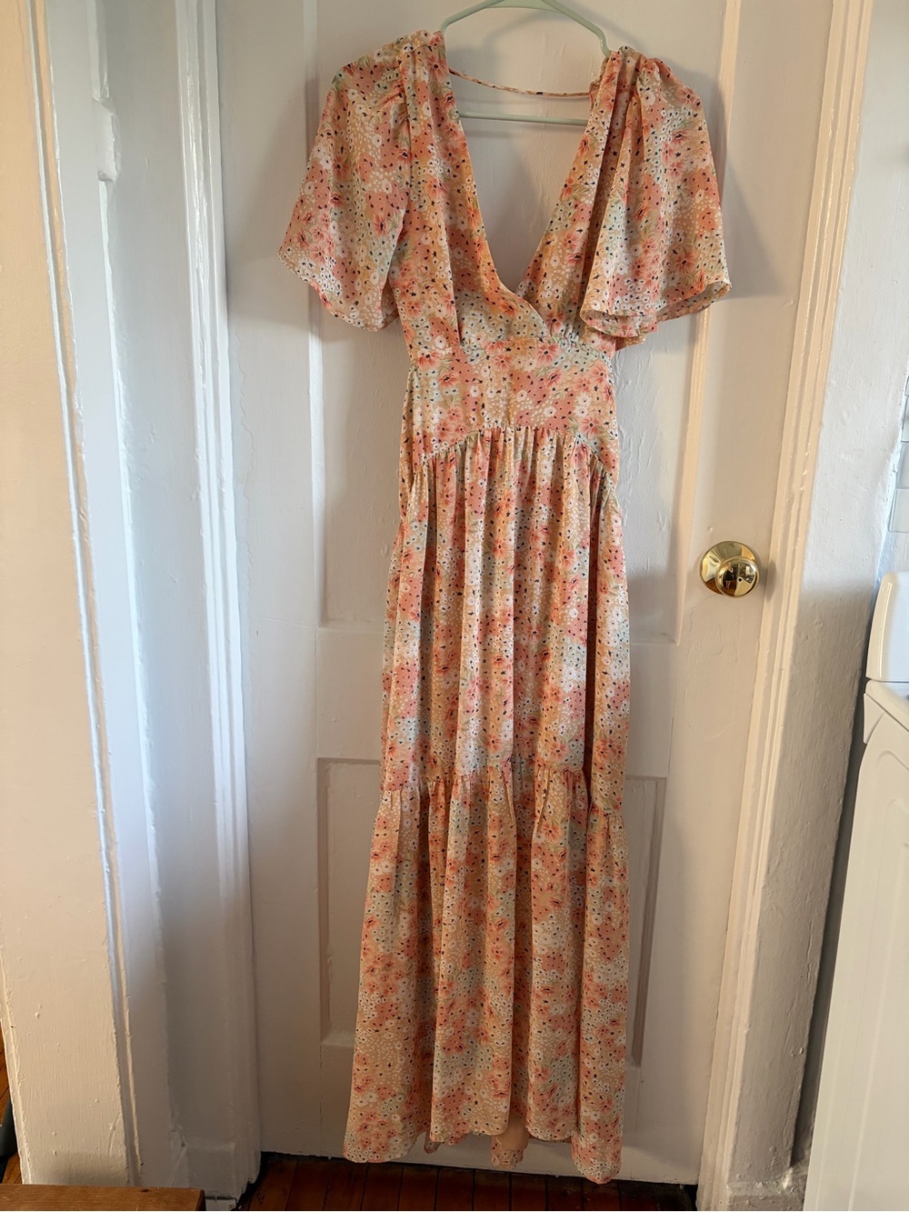 Astr Peach Floral V-Neck Maxi Dress